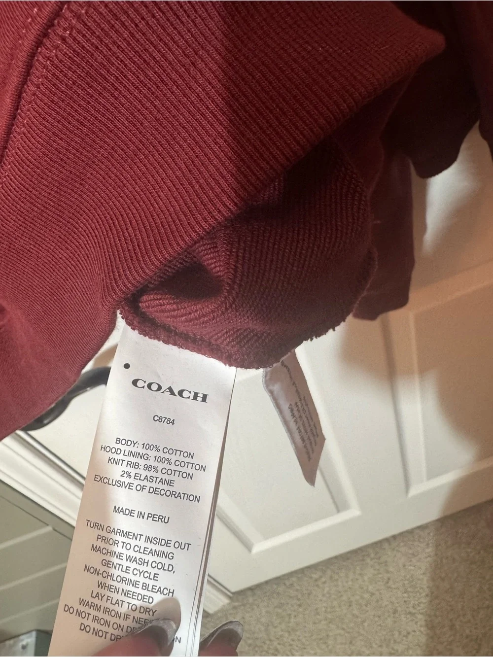 Coach jogger SET Burgundy Pullover Sweatshirt with White Logo Print